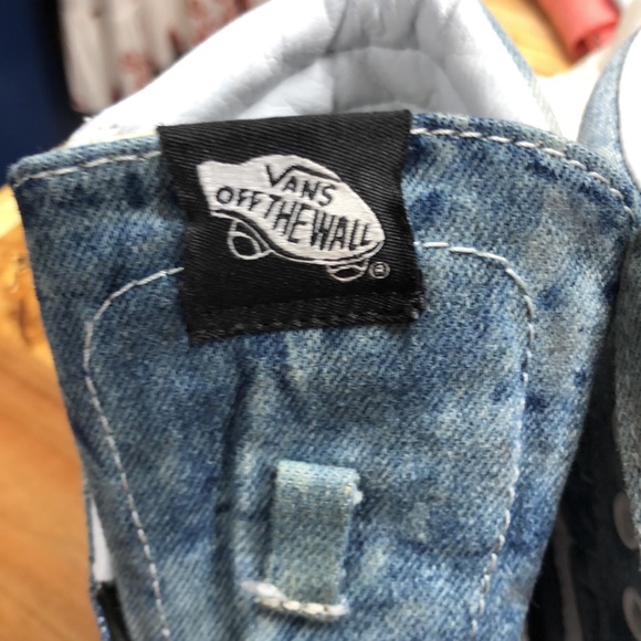 Vans off the wall hightop lace up distressed denim men’s size 6 women’s size 7.5 - Picture 6 of 10